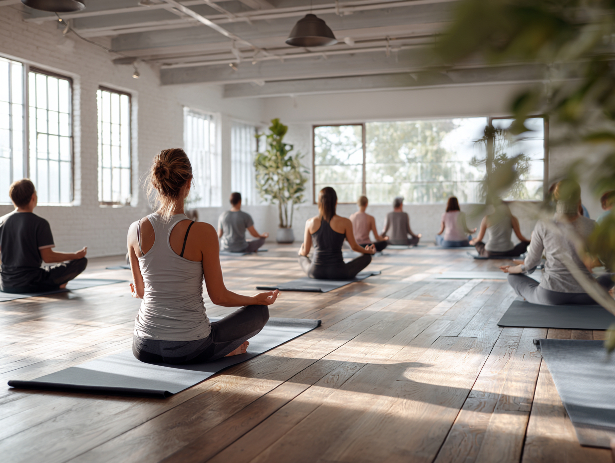 Засновниця центру smeliral медитує на природі серед зелені у променях м'якого світла